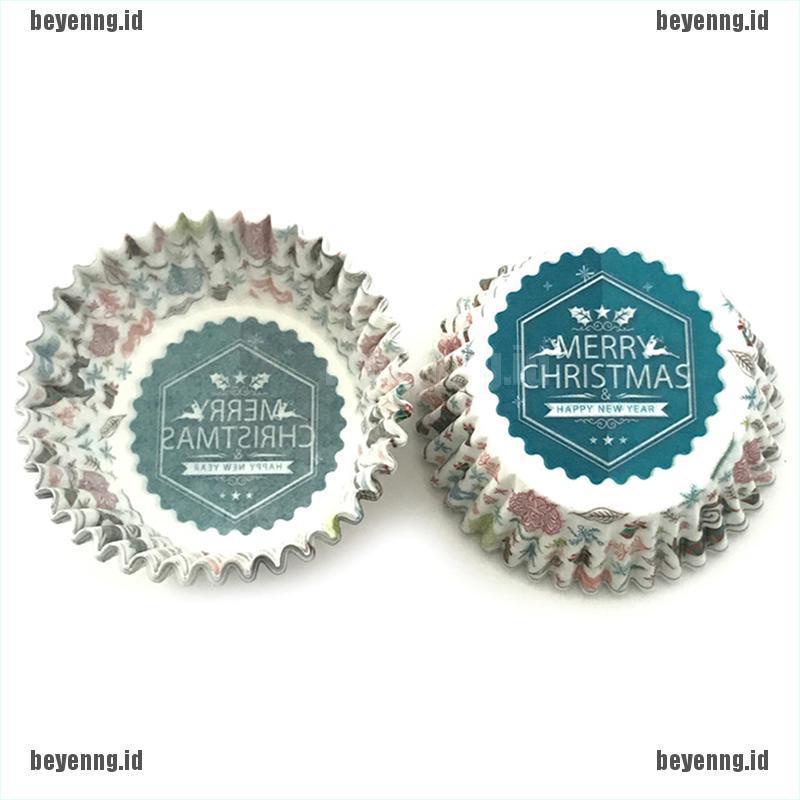 Bey 100pcs / Set Kotak Cupcake / Muffin Seri Natal Untuk Pesta