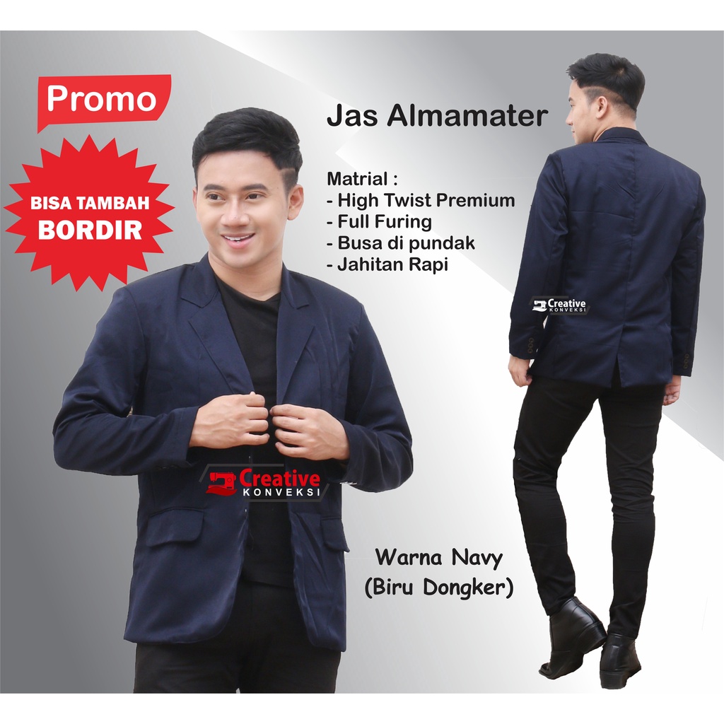 (BISA COD) TERLARIS ! JAS ALMAMATER BIRU DONGKER / BLAZER PRIA SLIMFIT NAVY BLUE MODERN ORIGINAL BAHAN PREMIUM / JAS almamater osis / sekolah pondok pesantren full furing