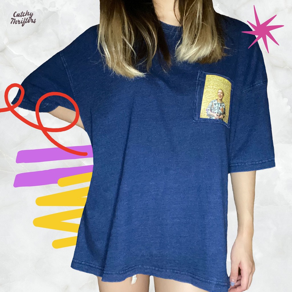 Navy Blue Oversize Graphic T-Shirt // Kaos Oversize Biru Navy Gambar