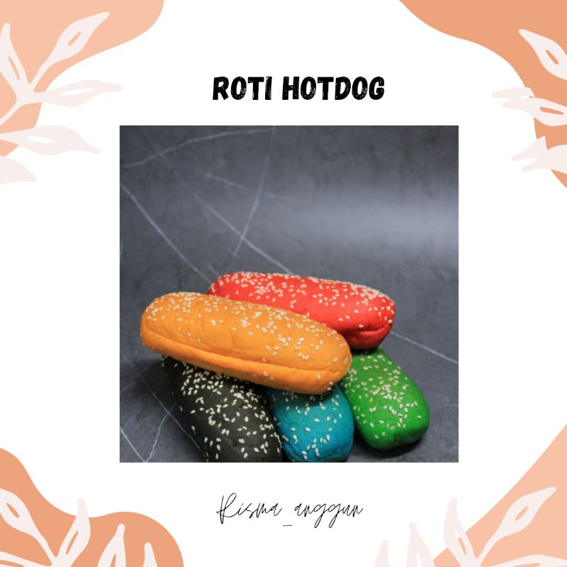 

roti hotdog pelangi isi 5pcs mix ukuran 11cm