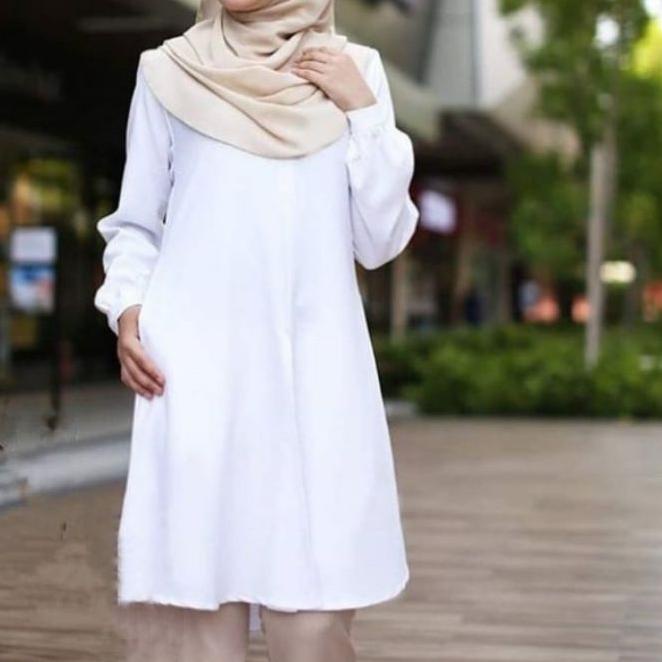 COD  8.8 Tunik Dress Wanita Dewasa Lengan Panjang Warna Putih Cantik Terbaru 2022 Baju Atasan Tunik 