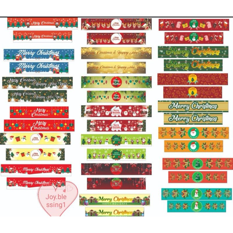 

1 pak 8 pcs PAPERBELT NATAL CHRISTMAS 30 x 5 dan 25 x 5/ PITA LABEL KOTAK BENTO