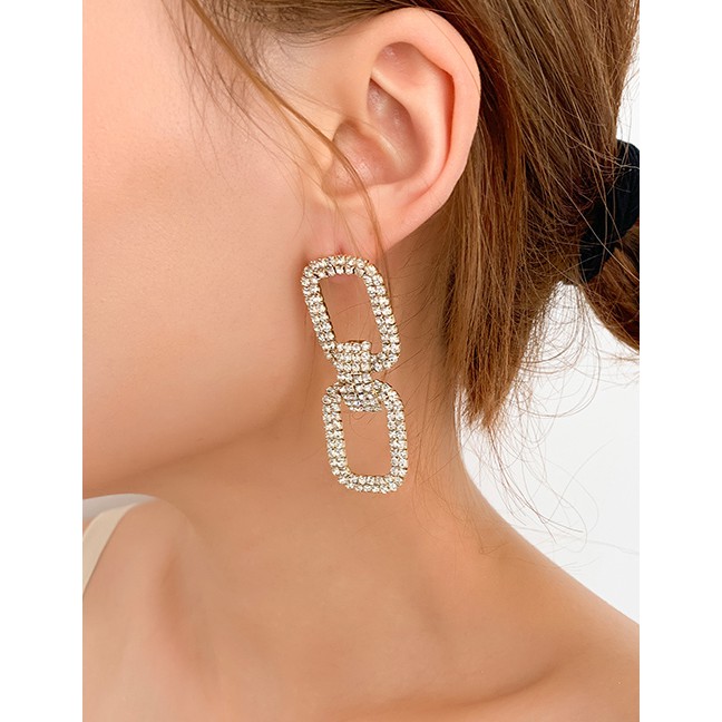 LRC Anting Tusuk Fashion Fully Drilled Geometric Earrings F65058