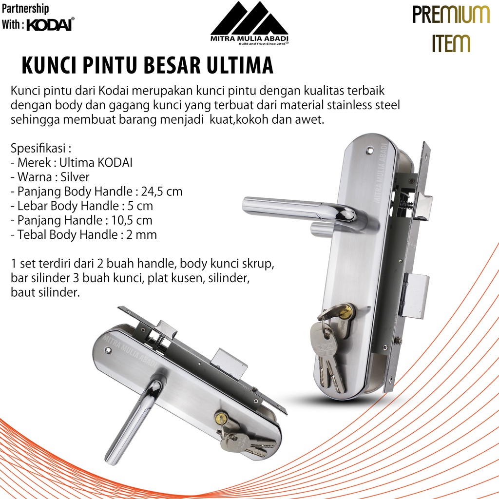 Kunci Pintu Besar SILVER Ultima by KODAI | Full Set