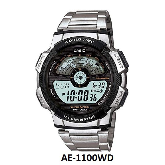 Casio AE Stainless Series Original Digital Jam Tangan Pria - Stainless - Silver