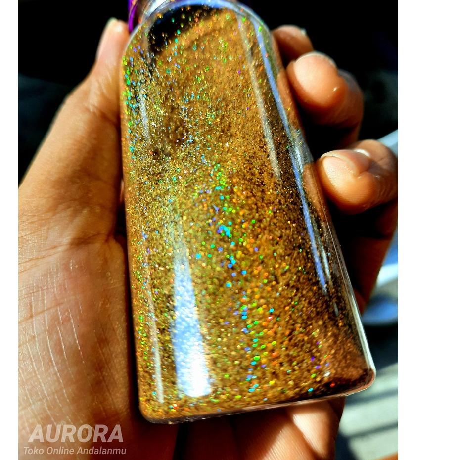 Langsung Beliii.. Glitter Emas Hologram Serbuk Gliter Gold Pelangi Xiralic Rainbow Bubuk Untuk Campu
