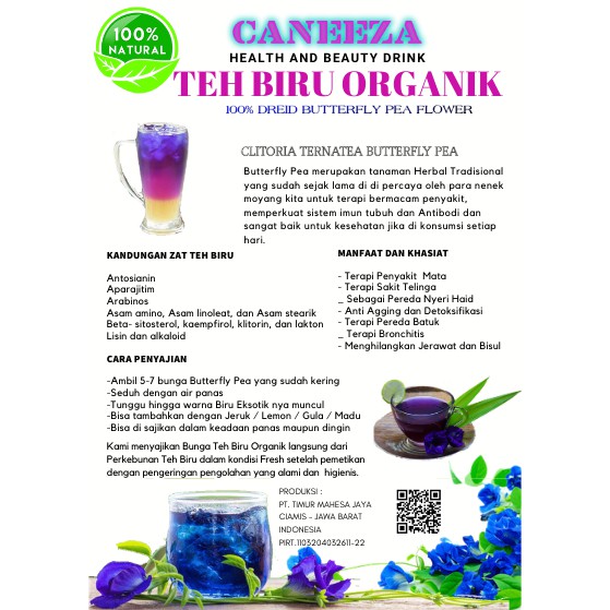 Teh Biru Bunga Telang Organik Celup 30 S Caneeza Obat Jerawat Ampuh Shopee Indonesia