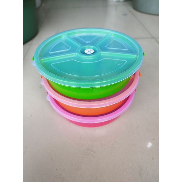 Lunch Box Catering | Lunch Box Plastik Sekat 4 | Lunch Box Bulat Plastik Galaxy Plast