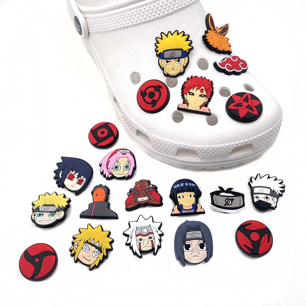 jibbitz crocs croc charms Bahan PVC Desain Kartun anime naruto Gaya Jepang Untuk s