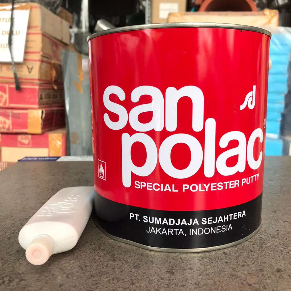 Dempul Sanpolac Galon 4 KG DempuL San Polac Besi Kayu Logam Plastik Motor Mobil 2 Komponen