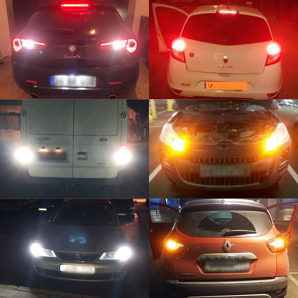 1pc Lampu LED T20 7443 W21 / 5W 3030 Warna Amber Untuk DRL / Sein / Rem Mobil