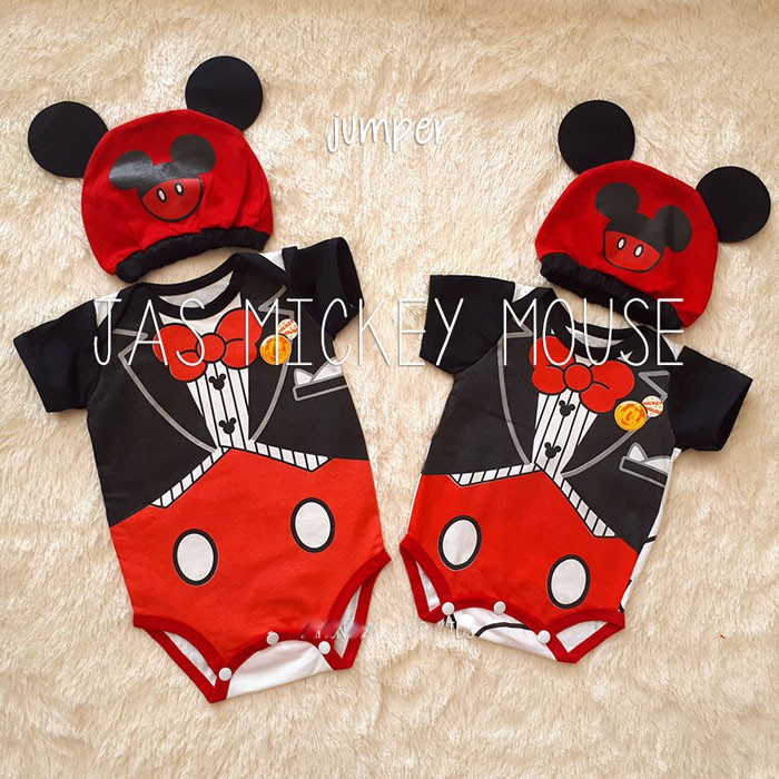 Baju Bayi Lucu Jumper Romper kostum Bayi Mickey Suit