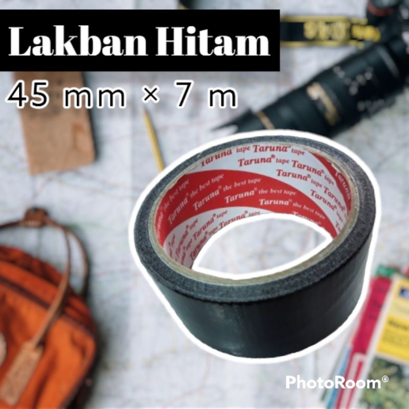 Lakban Hitam Bahan Kain Merk Taruna  45 mm x 7 m Harga Grosir