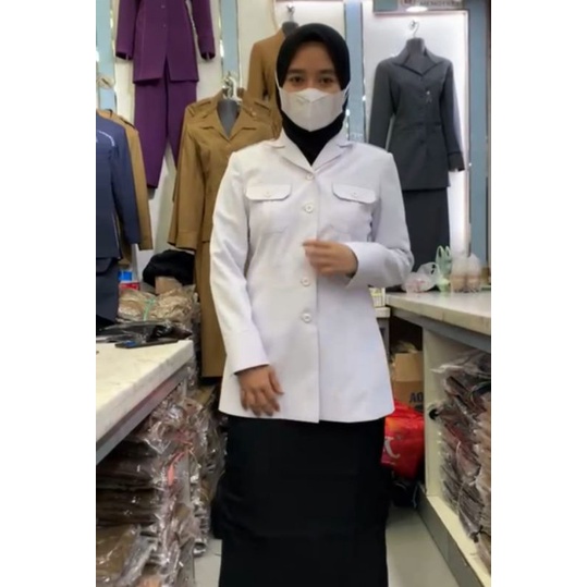 SETELAN PUTIH HITAM ROK /SERAGAM PNS PUTIH HITAM /HIPUT ROK