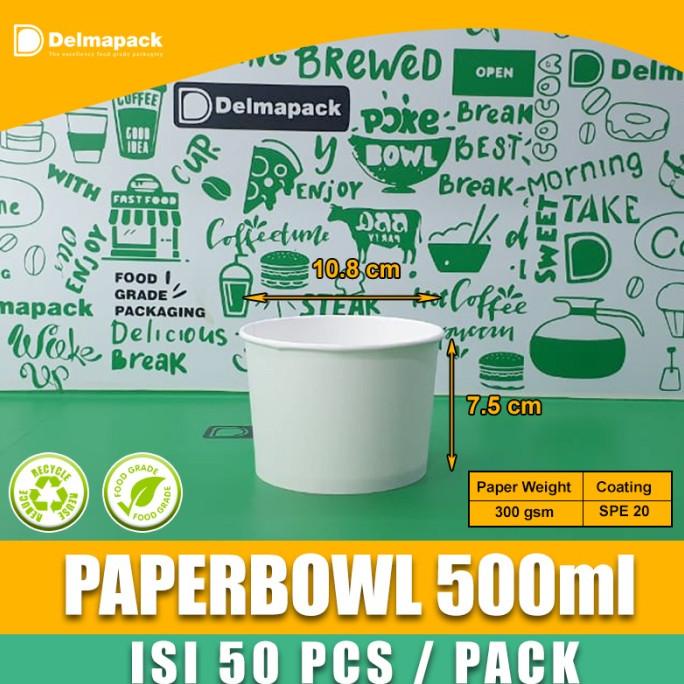 PROMO Paper bowl 500 ml microwave 50pcs/ pack tahan panas dan tebal FDA MURAH