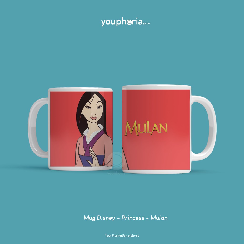 Mug Custom - Souvenir Cangkir Gelas - Kado Mug Karakter Kartun - Mug Disney Princess Mulan