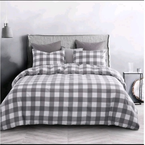 SPREI HOMEMADE NO.1 KOREAN STYLE AESTHETIC EMILY TARTAN ANJANA GRID KATUN DISPERSE - UKURAN 120, 160 &amp; 180