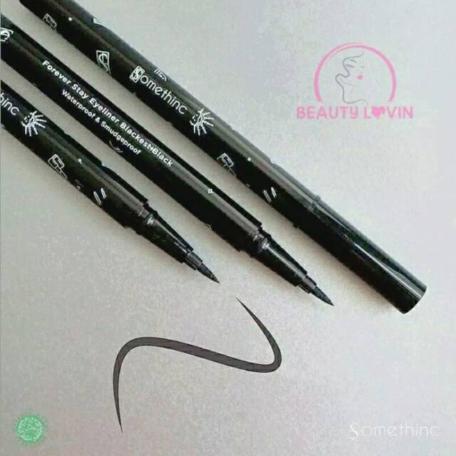 DSBEAUTY Somethinc FOREVER STAY Waterproof Liquid Eyeliner #BLACKEST / make up murah