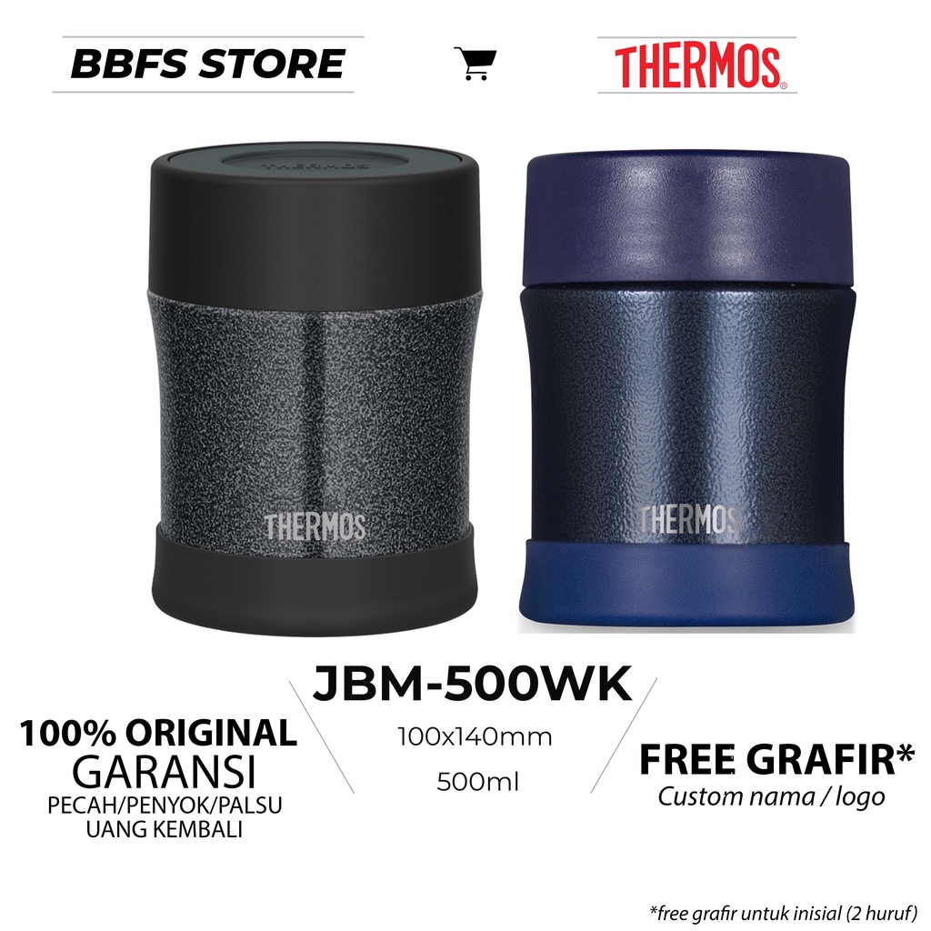 Thermos Food Jar 500ml JBM-500WK JBM501KON JBM502CHO Food Jar Navy Choco Brown