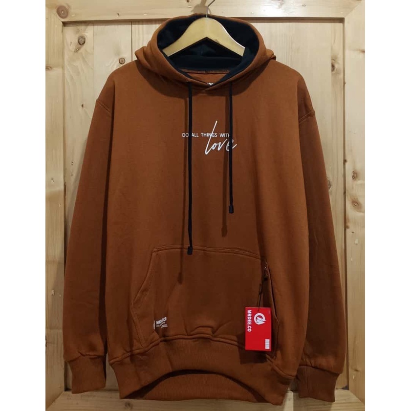 Jaket Switer Pria Hodie Premium Katun Flece Original Basic Distro Terbaru Sweter Wanita Ukuran Besar Sweater Hoodie Jumbo Coklat