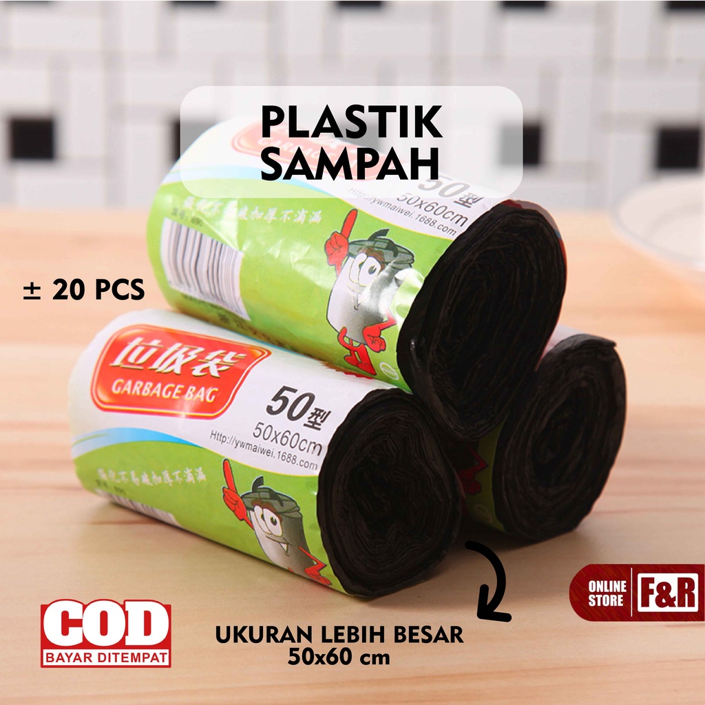 Kantong Plastik Sampah Roll Kantong Kresek Sampah Gulungan Tebal Besar Hitam Ukuran 50 x 60 cm  Isi 