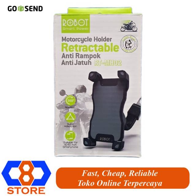 ROBOT RT-MH02 MOTORCYCLE PHONE HOLDER GANTUNG HP DI MOTOR SPION AMAN