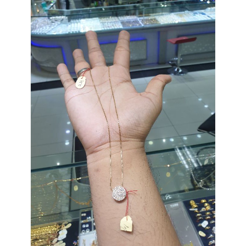 kalung emas kadar 700 italy berliontin bundar slop mpp