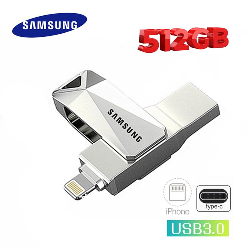 Samsung 512GB 3IN1 OTG Flash Drive Tipe c Bahan Metal Untuk iPhone / PC / Android