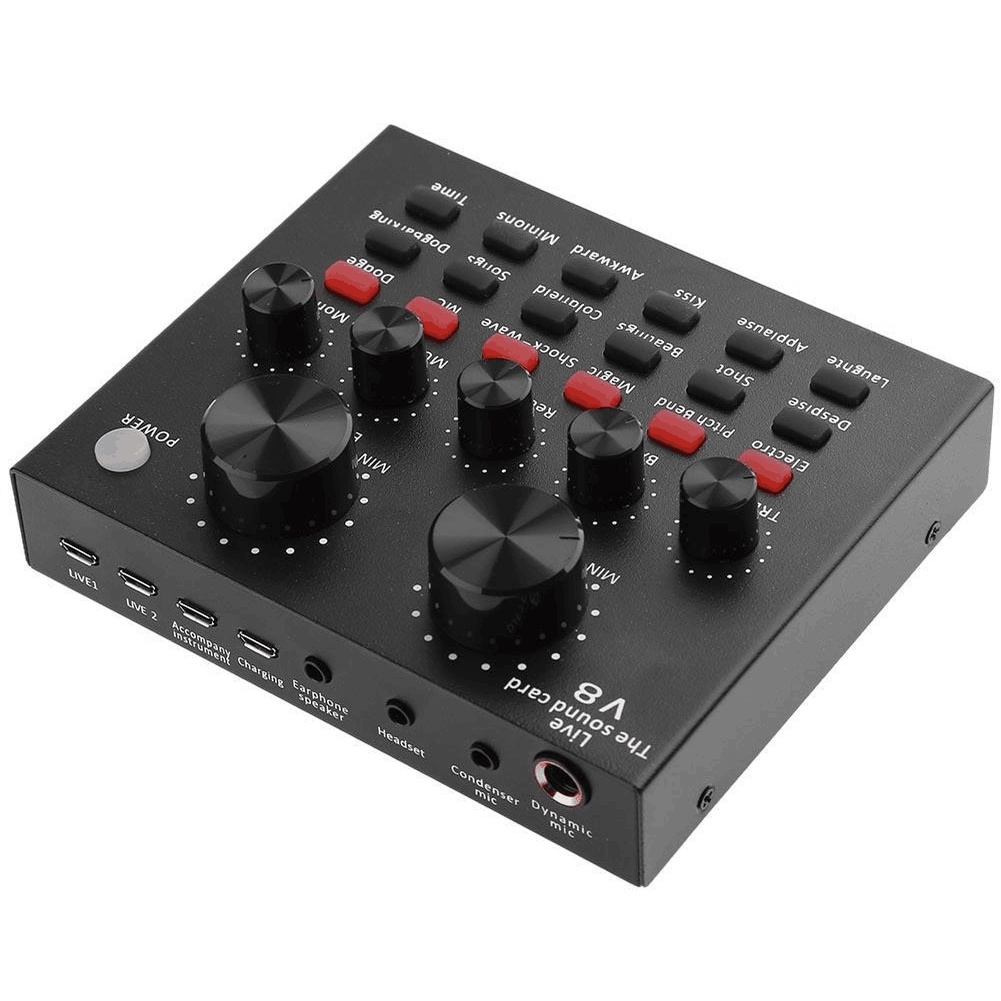 NVsport USB Soundcard V8 Original Mixer Audio Mini Sound Card Untuk Live Broadcast Microphone Headset HP PC Mac-1