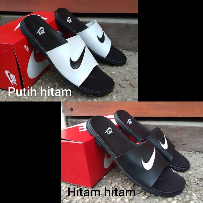 Termurah & Terlaris sandal pria slop/sandal pria/sandal kulit/sandal nike - PUTIH HITAM 39