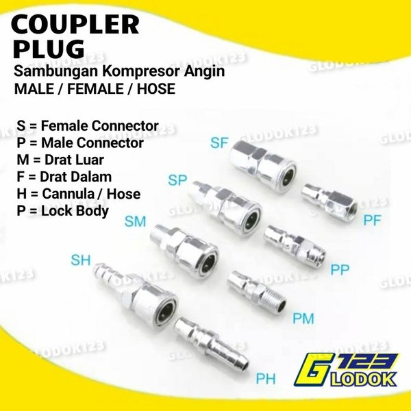 Kopler Angin Coupler Male Female SP PP SM PM SF PF SH PH 30 3per8