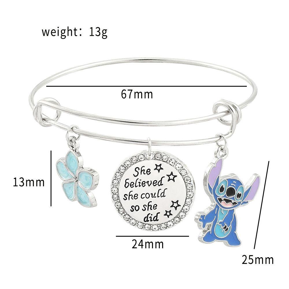 [Elegan] Gelang Anime Kepribadian Lucu Gelang Perak Angel Stitch Kartun Persahabatan Gelang Gaya Korea Bracelets