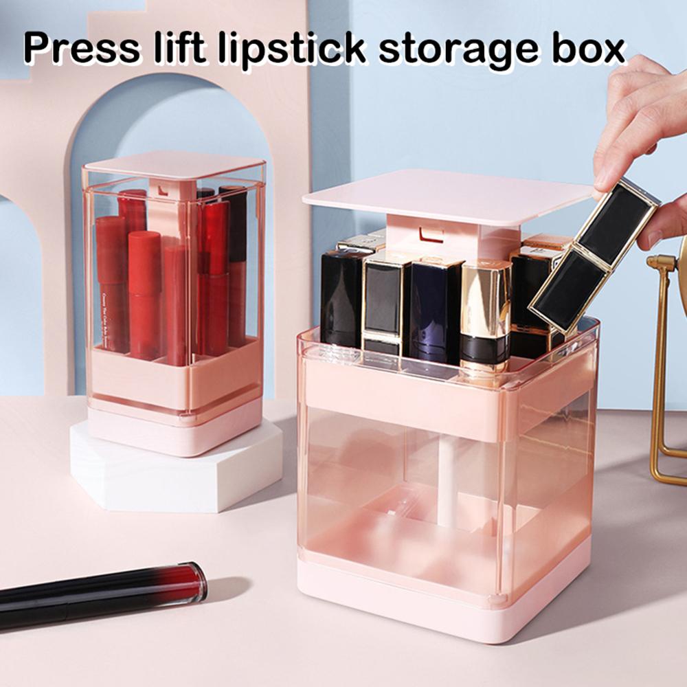 Needway Tekan Angkat Kotak Penyimpanan Lipstik Fashion Praktek Tekan Untuk Membuka Tahan Debu Lipstik Stand Case Desain Baru Kotak Lipstik