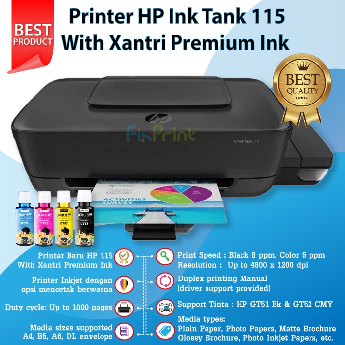 Printer Ink Tank Inktank HP 115 Infus With Tinta GT51 / GT53 Black GT52 Color