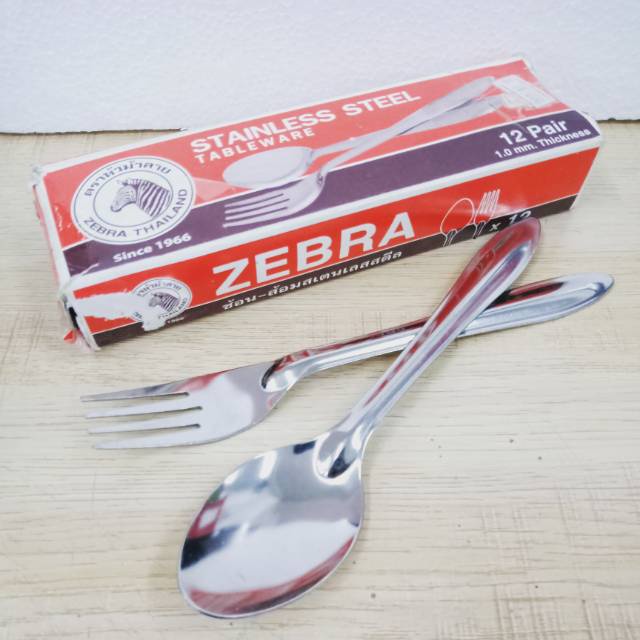 Sendok Garpu Stainless / Sendok Garpu Set / Sendok Garpu Zebra / Fork and Spoon Zebra Set 100009