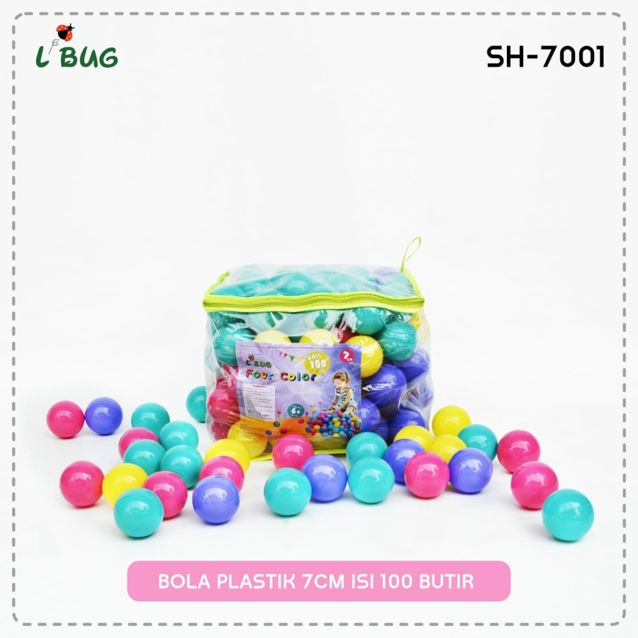 LBug Mainan Bola Plastik Warna Warni 100 Pcs (7cm) SH7001