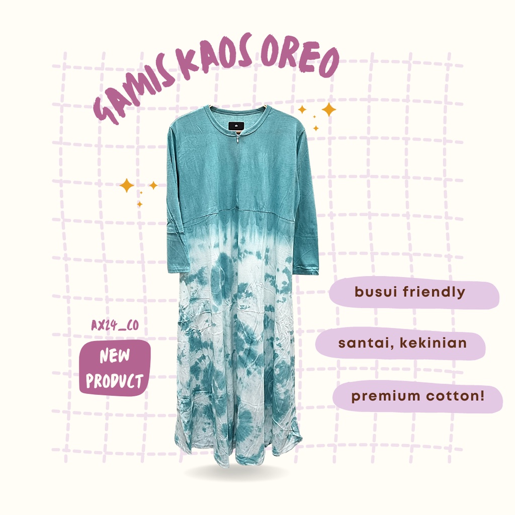 Gamis Wanita Rumahan Santai Premium | Gamis Dress Wanita Panjang Bahan Kaos Tie Die | Gamis Adem | D