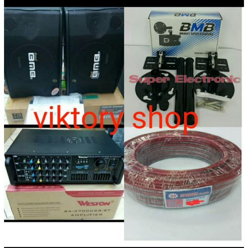 Paket karaoke speaker BMB 10 inch Ampli usb Bluetooth