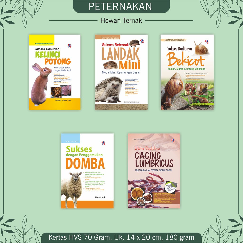 BUKU PETERNAKAN BETERNAK KELINCI POTONG LANDAK BEKICOT DOMBA CACING LUMBRICUS