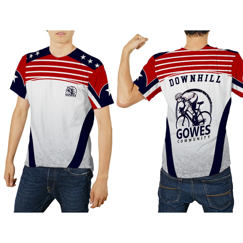 Jual Kaos Baju Pria Wanita Printing JERSEY SEPEDA GOWES AMERICAN Lengan Pendek Custom
