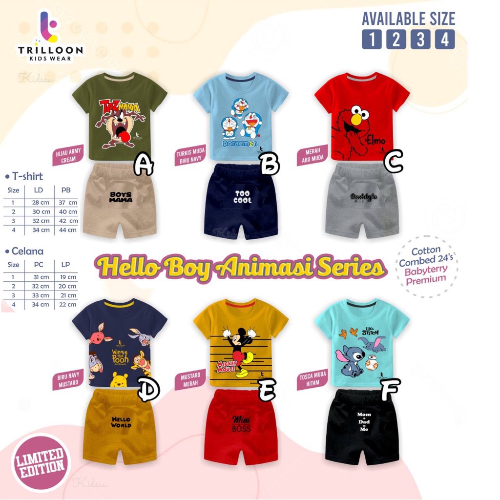 Setelan anak Hello Boys Animal Series by Trilloon