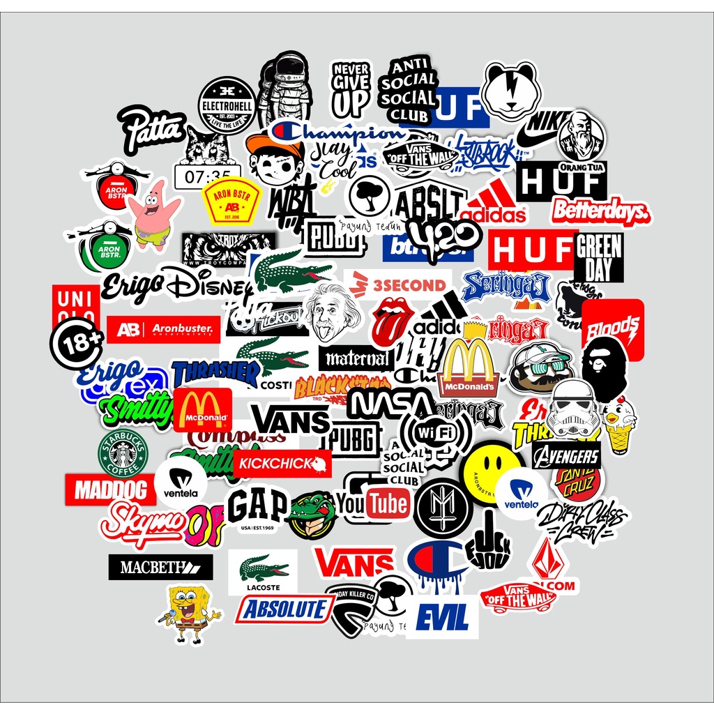 

UKURAN BESAR STANDAR ASLI 50 PCS Stiker brand paket distro case sticker graftac waterproof dinding Tumblr grafiti aesthetic Graftac pop art band motor striping decal helm koper vinil cromo