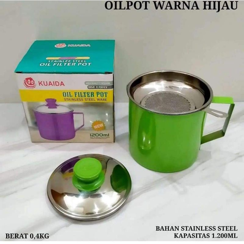 Terlaris!! Oil Pot Tempat Wadah Menaruh Minyak Goreng Masak Dengan Saringan Halus  1200 ML