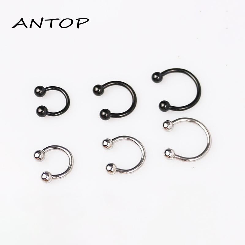 Anting Tindik Hidung / Telinga / Alis / Bibir / Tubuh Bentuk Sepatu Kuda Bahan Stainless Steel