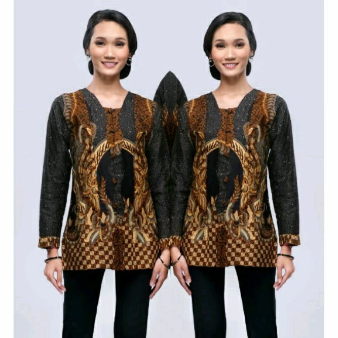 Blouse Wanita Jumbo 4L-5L Atasan Batik Wanita Lengan Panjang Big Size XXXL Seragam Batik NDR