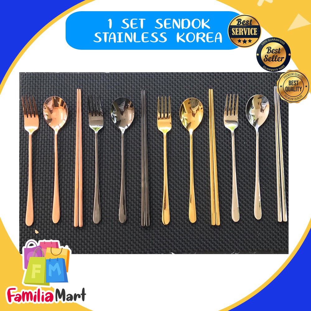 SENDOK GARPU SUMPIT KOREA STAINLESS STEEL STAINLES TEBAL SET ALAT MAKAN