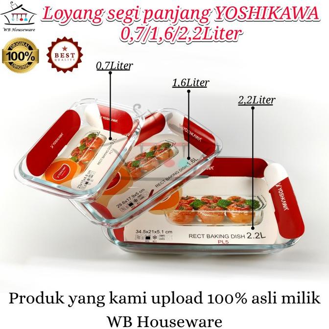 LOYANG KACA SAJI SEGI PANJANG TAHAN PANAS / PRASMANAN YOSHIKAWA
