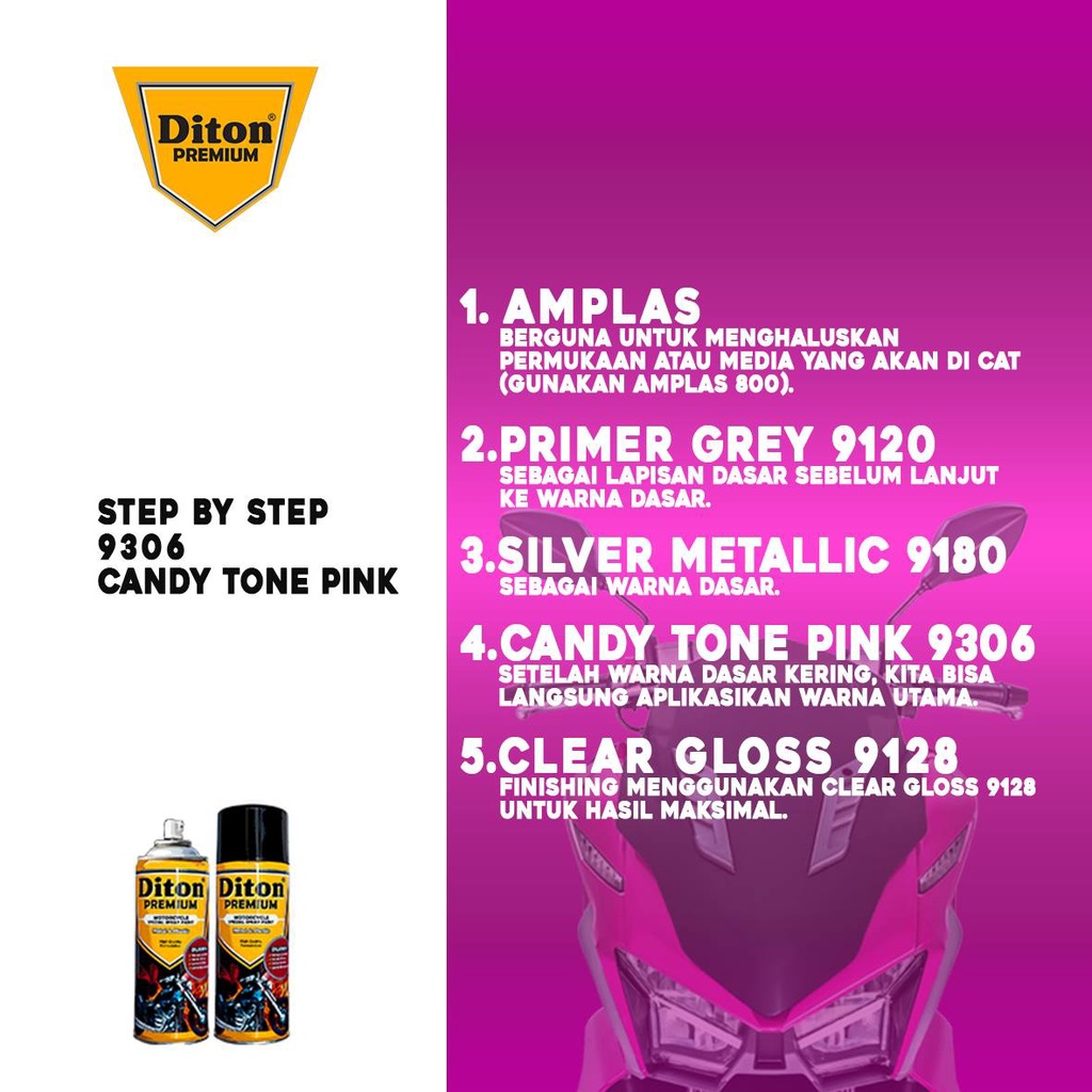 PAKET LENGKAP 9306 Candy Tone Pink Cat Pilox Diton Premium 400ml warna cendi Kendy Ping Pink pylox