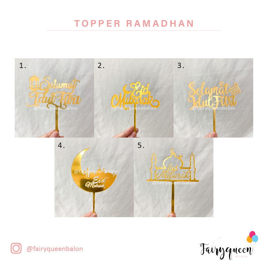 Jual Cake Topper Ramadhan Eid Mubarak Selamat Idul Fitri Acrylic Hiasan Kue Shopee Indonesia