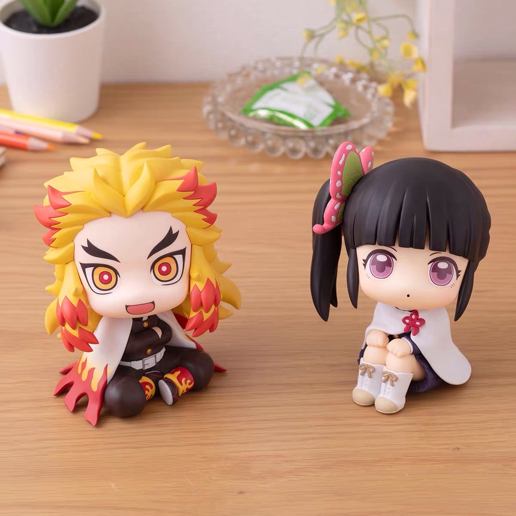 6pcs / Set Mainan Action Figure Demon Slayer Tanjiro Nezuko Zenitsu Inosuke Rengoku Giyu Shinobu Mitsuri Obanai Sanemi Gyomei 6.5cm